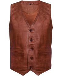 Infinity Leather - Classic Tan Leather Waistcoat-Grantham - Lyst