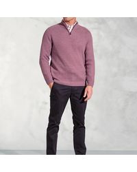 Brook Taverner - Wayne Mauve Rib Knit Zip Neck Jumper - Lyst