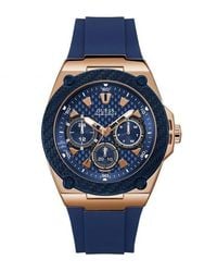 Guess - Legacy 45mm Blue Silicone Band Steel Case Quartz Watch W1049g2 - Lyst
