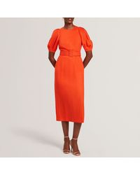 Ted Baker - Rumbee Linen Puff Sleeve Midi Dress - Lyst