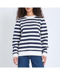 Crew - Stripe Frill Neck Sweatshirt - Lyst