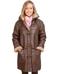 Infinity Leather - Shearling Hooded Duffle Coat-Rugby - Lyst
