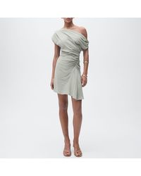 Mango - Asymmetrical Draped Short Dress - Lyst