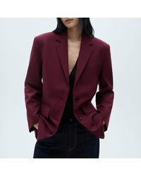 Mango - Wool Blend Jacket With Pronounced Shoulders - Lyst
