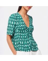 Whistles - Linked Smudge Tie Front Top - Lyst