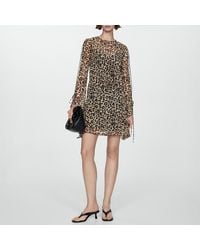 Mango - Short Leopard-Print Dress - Lyst