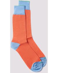 Duchamp - Contrast Heel Cotton Blend Socks - Lyst