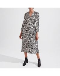 Hobbs - Zebra Print Indria Midi Dress - Lyst
