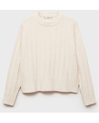 Mango - Wool Blend High Neck Seam Jumper - Lyst