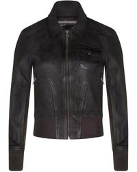 Infinity Leather - Leather Ma-1 Varsity Jacket-Ann Arbor - Lyst