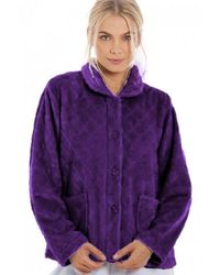 CAMILLE - Supersoft Diamond Print Button Up Bed Jacket - Lyst