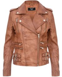 Infinity Leather - Tan Leather Brando Biker Jacket-Loddon - Lyst