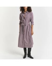 GANT - Burgundy Striped Classic Poplin Shirt Dress - Lyst