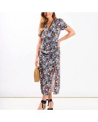 Needs No Label - Multicoloured Floral Wrap Midi Dress - Lyst