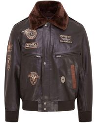 Infinity Leather - Leather Bomber Jacket Air Force Badge Pilot Flying Us Aviator Jacket - Lyst