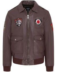 Infinity Leather - Leather Bomber G-1 Aviator Collar Jacket - Lyst