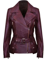 Infinity Leather - Conker Long Leather Biker Jacket-Quito - Lyst