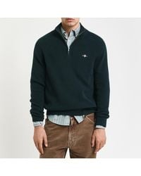GANT - Cotton Wool Rib Half Zip Jumper - Lyst