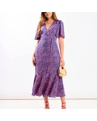 Needs No Label - Animal Wrap Midi Dress - Lyst