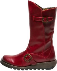 Fly London - Mes 2 Wedge Heel Buckle Mid-Calf Leather Zip Platform Boots - Lyst