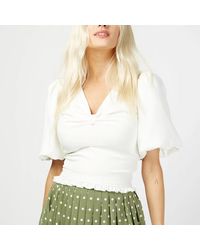 Little Mistress - Cream Tie Back Crop Top - Lyst