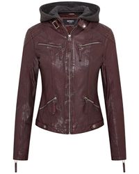 Infinity Leather - Burgundy Hooded Classic Biker Jacket - Lyst