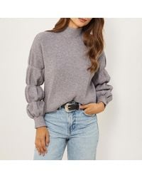 Sofiacashmere - Ribbed Bubble Sleeve Cashmere Blend Jumper - Lyst