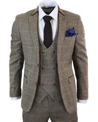Infinity Leather - 3 Piece Tan Herringbone Tweed Check Suit - Lyst