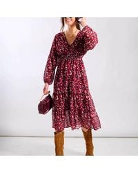 Needs No Label - Leopard Tiered Chiffon Midi Dress - Lyst