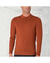 Brook Taverner - Plockton Burnt Merino Wool Long Sleeve Polo Shirt - Lyst