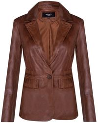 Infinity Leather - Tan Soft Leather Blazer Jacket-Apeldoorn - Lyst