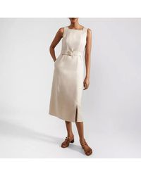 Hobbs - Ivory Linen Blend Roberta Dress - Lyst