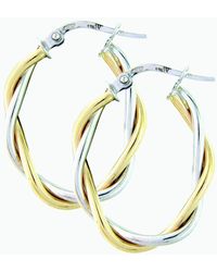 T.H.Baker - 9Ct Two-Colour Twist Oval Hoop Earrings Er754 - Lyst