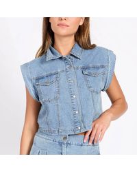 Little Mistress - Sleeveless Denim Waistcoat - Lyst