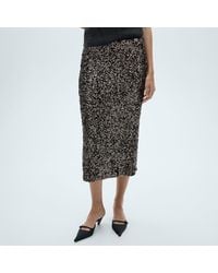 Mango - Sequin Midi Skirt - Lyst