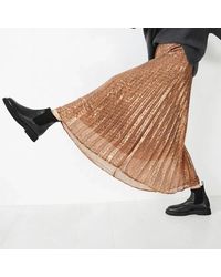 Hush - Bronze Pleated Sequin Maxi Skirt - Lyst