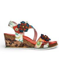 Laura Vita - Bonito 32 Floral Leather Wedge Espadrille Sandals - Lyst