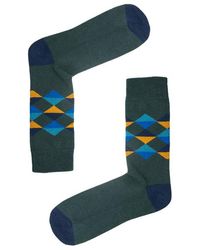 Jemsox - Multi Diamond Pattern Comfort Top Cotton Socks - Lyst