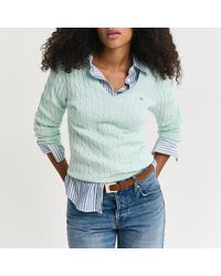 GANT - Mint Cable Knit Jumper - Lyst