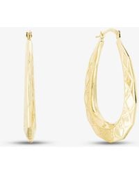 T.H.Baker - 9Ct Large Patterned Creoles Hoop Earrings Uer101Y - Lyst