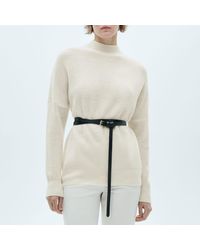 Mango - Cream Wool Oversized High Neck Jumper - Lyst