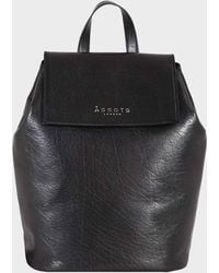 Assots London - 'jermyn' Classic Black Full Grain Leather Flap-over Backpack - Lyst