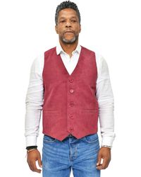 Infinity Leather - Soft Suede Burgundy Leather Waistcoat-Grays - Lyst