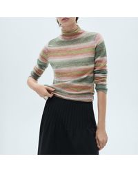 Mango - Stand Collar Striped Jumper - Lyst