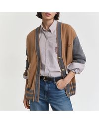 GANT - Wool Varsity V-Neck Cardigan - Lyst
