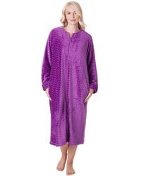 CAMILLE - Supersoft Zip Front Embossed Housecoat - Lyst