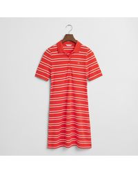 GANT - Stripe Shield Pique Polo Dress - Lyst