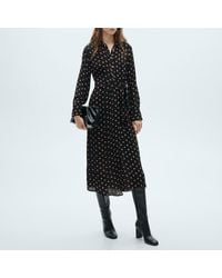 Mango - Polka Dot-Shirt Dress With Knot Detail - Lyst