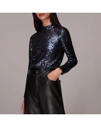 Whistles - High Neck Sequin Top - Lyst