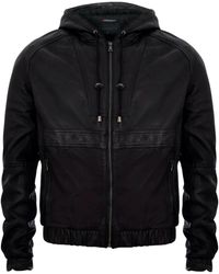 Infinity Leather - Leather Hooded Bomber Jacket-Chorley - Lyst